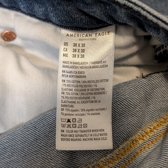 American Eagle Men's Jeans AirFlex+ Slim Straight Medium Wash Size 38x30 - Picture 3 of 6